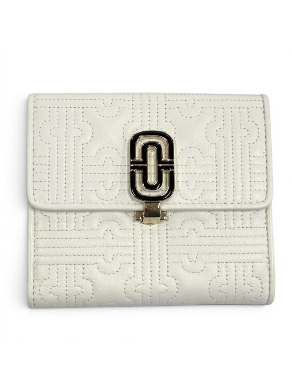 Bvlgari Parentesi Leather Bifold Wallet Compact White Gold
